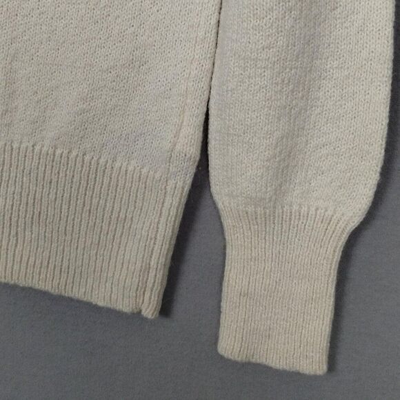 Banana Republic Wool Blend Long Sleeve Ribbed Hem Sweater Ivory Cream Size M - Picture 3 of 9
